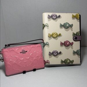 Coach Pink Wristlet and Candy Print Journal